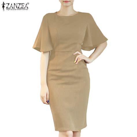 Zanzea Women S Round Neck Ruffle Sleeve Short Sleeve Waist Wrap Hip