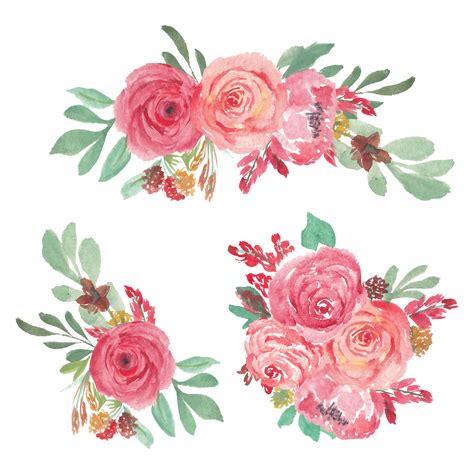 colección de arreglos florales de rosas en acuarela 1211700 Vector en