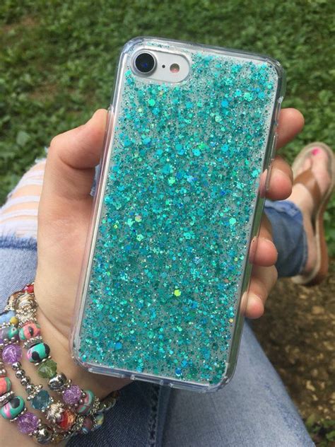 Teal Green Glitter Phone Case Glow In The Dark Case Iphone 7 Case Iphone 7 Plus Case Pixel