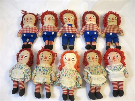 Vintage 10 Raggedy Ann Andy Mini Dolls 7 By Bonniesvintageattic