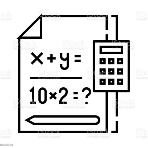 Ikon Garis Persamaan Matematika Tanda Konsep Ilustrasi Vektor Kerangka