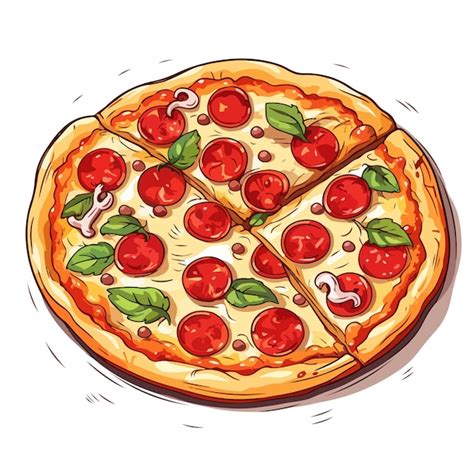 Dibujado A Mano Ilustración De Pizza De Dibujos Animados Vector Premium