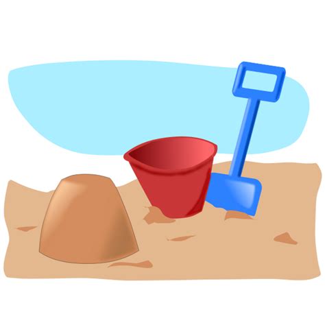 Vector Drawing Of Sandcastle With Bucket And Spade Free SVG