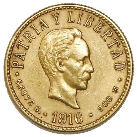 Vintage Cuba Coins 1916 4 Pesos Cuba Gold Coin Ungraded KM 18