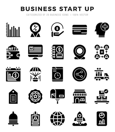 Premium Vector Set Of Business Start Up Icons In Glyph Style Glyph