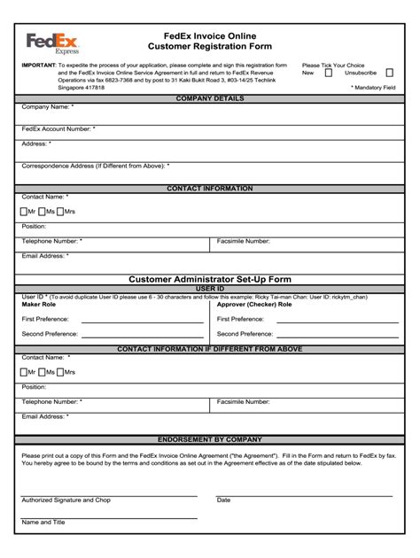 Fedex Registration Form Fill Online Printable Fillable Blank