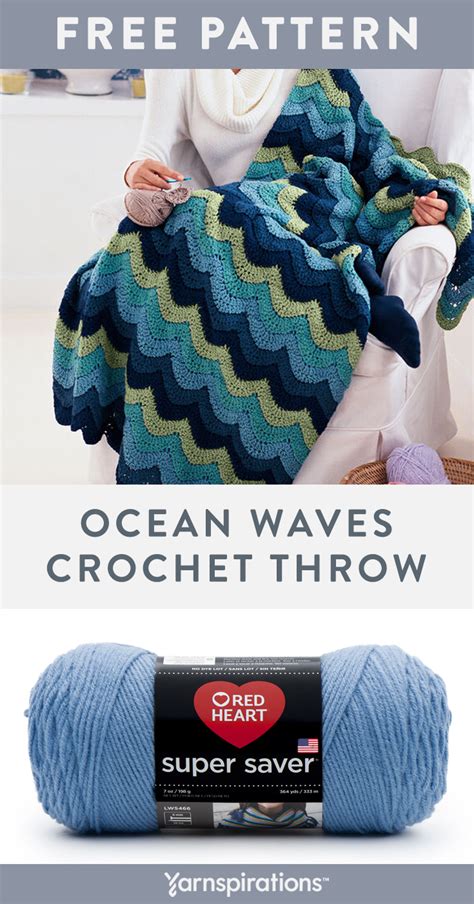 Free Ocean Waves Throw Crochet Pattern Using Red Heart Super Saver Yarn