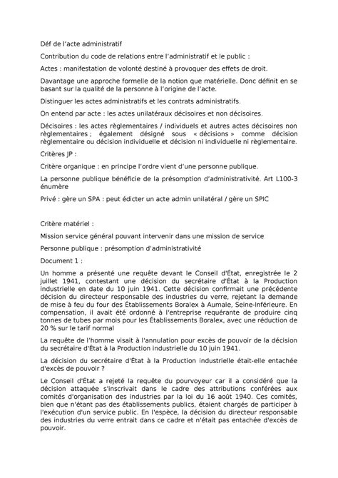 Td Droit Administratif Td L D F De Lacte Administratif