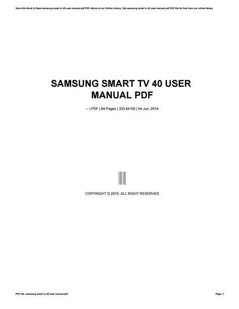 Samsung smart tv 40 user manual pdf by muimail21 - Issuu