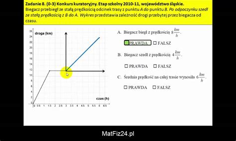 Oblicz prędkość i prędkość średnią bazując na wykresie Zadanie 8