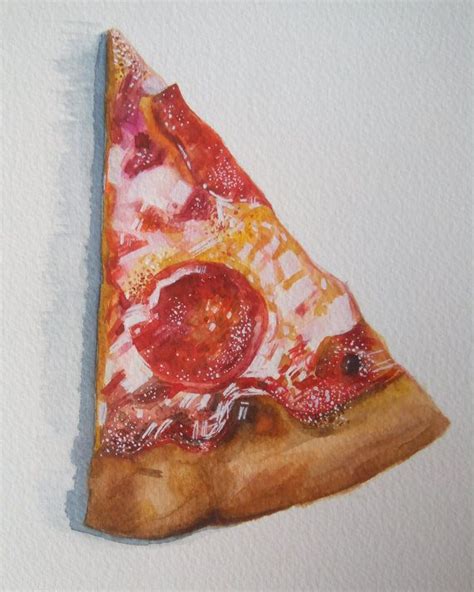 Pizza Watercolor Gouache Illustration Food Illustration By Ksushop