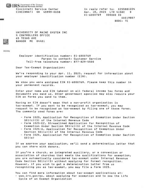 Irs Ein Verification Letter 41823 Pdf
