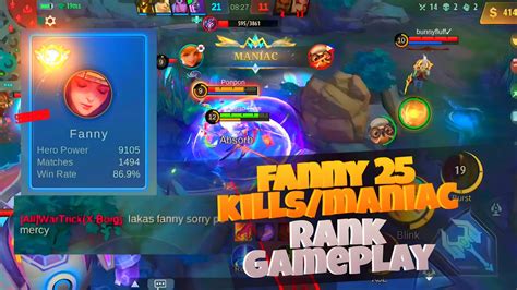 FANNY 86 WINRATE AGGRESIVE RANK GAMEPLAY YouTube