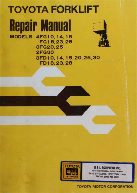 Toyota Forklift FG 4FG 3FG 2FG 3FD FD Series Repair Manual