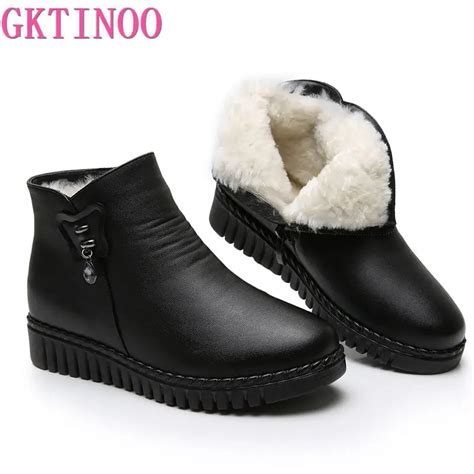 Gktinoo Women Snow Boots Winter Flat Heels Ankle Boots Women Warm