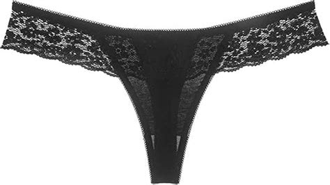 Luest Womens Thongs T Back Low Waist See Through Panties Cotton Seamless Lace Thongs For Women