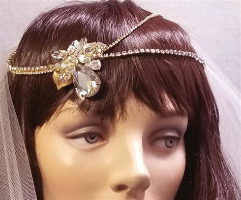 Gold Bridal Forehead Band Vintage Bridal Bridal Headpiece Etsy