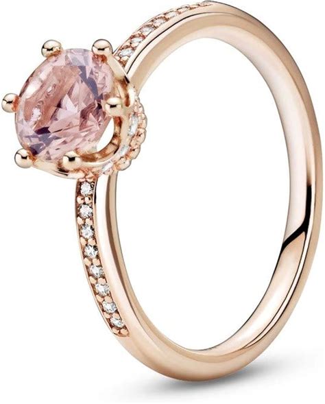 Pandora Anillo Crown Rose con cristal y circonitas tamaño 52