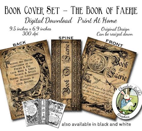 Witch Fairy Faerie Spell Book Cover Digital Download Halloween