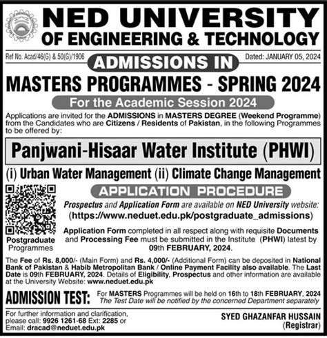 Ned University Of Engineering And Technology Karachi Admissions In Dawn