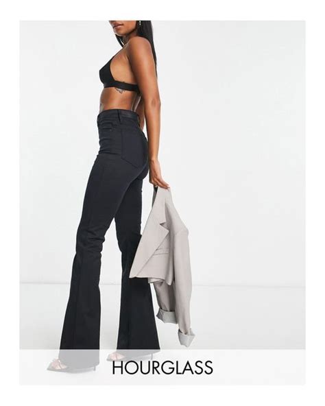 Asos Denim Hourglass Power Stretch Flared Jeans In Black White Lyst