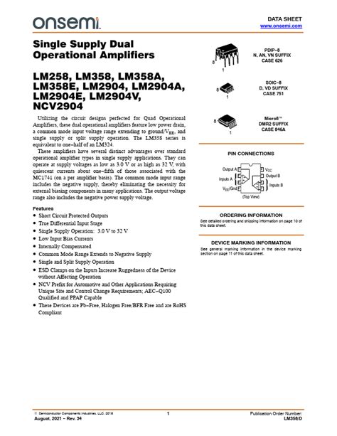 Lm Datasheet Single Supply Dual Operational Amplifiers