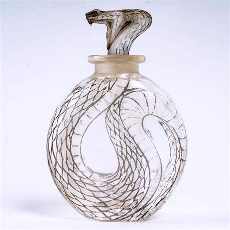 Proantic Ren Lalique Perfume Bottle Serpent Glass With Blue