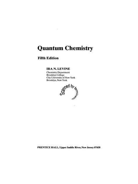 Quantum Chemistry Ira N Levine Pdf