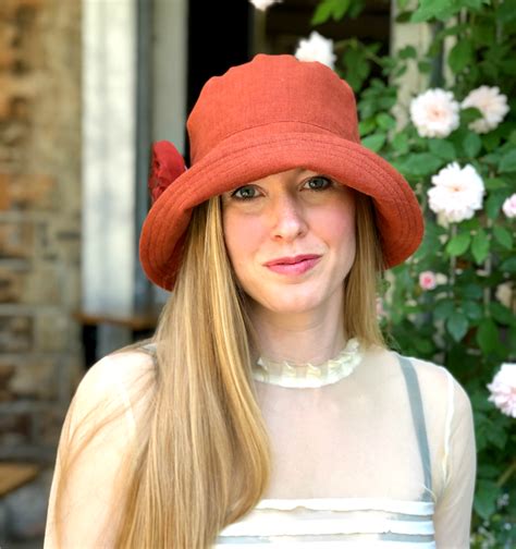 Elegant Women S Cloche Hat In Cinnamon Linen The Eleanor