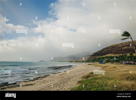 Hawaii Oahu Island Maili Beach Park Stock Photo Alamy
