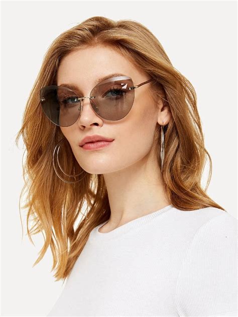 Rimless Cat Eye Sunglasses Stylish Glasses Sunglasses Women Fashion Sunglasses