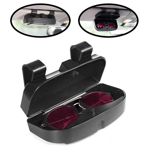 Reactionnx Car Sun Visor Sunglasses Case Holder Eye Glasses Organizer Box With A Double Snap