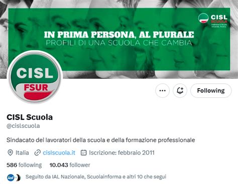 SEGUICI SUI SOCIAL Cisl Scuola Sondrio