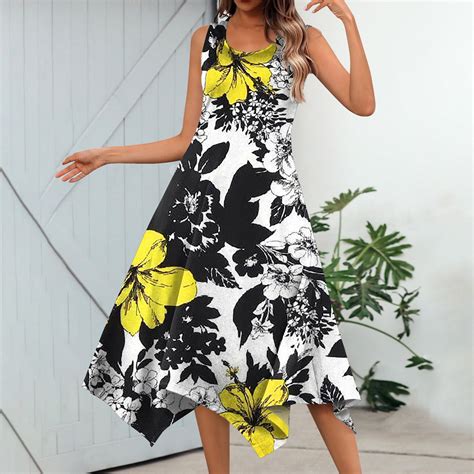 DENGDENG Club Dresses For Women Hankerchief Hem Sleeveless Sundress