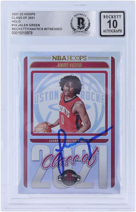 Jalen Green Houston Rockets Autographed 2021 22 Panini NBA Hoops Class