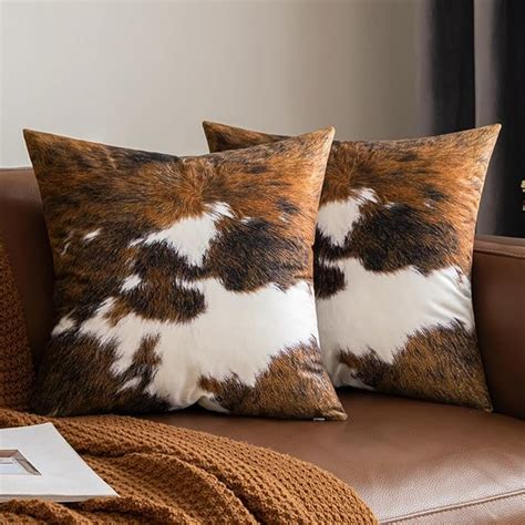 Amazon Woaboy Pack Of 2 Decorative Throw Pillow Covers Cowhide