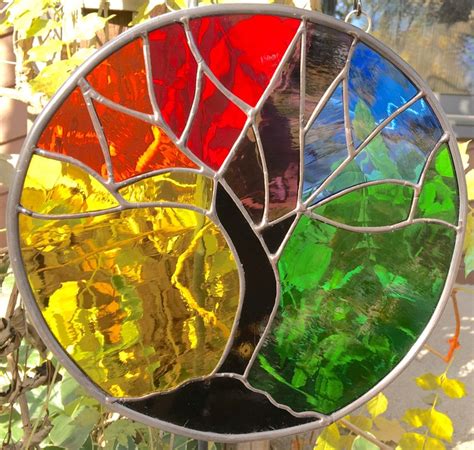 Rainbow Stained Glass Tree Of Life Suncatcher Art Must See Outdoor