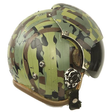 Original Us 1980s Camouflage Hgu 26p Flight Helmet With Dual Visor