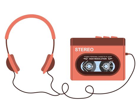 Cassette Music Player In The Style Of The 80s 90s And Stylish Headphones With Soft Rims