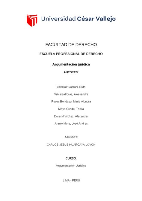 Argumentación Derecho Facultad De Derecho Escuela Profesional De Derecho Argumentación