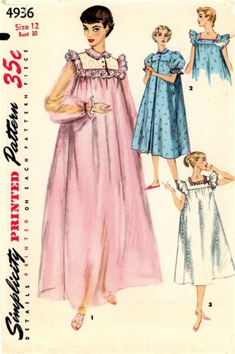 Vintage Sewing Pattern 1950s Misses Nightgown And Short Negligee By Gloriau Vintage Dress