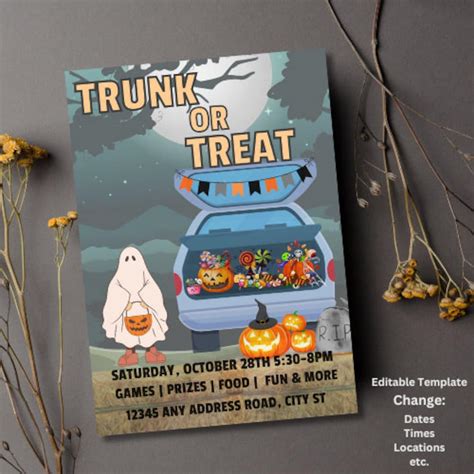 Editable Trunk Or Treat Invitation Halloween Invitation Community Halloween Invitation Church