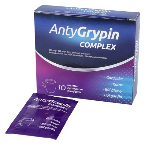 AntyGrypin Complex 500 mg 200 mg 4 mg granulat musujący 10