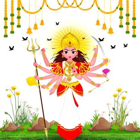 Maa Durga Feliz Navratri Com Design Da Natureza Png Maa Durga