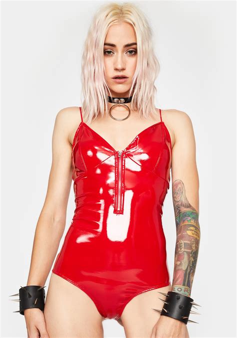 Red Vinyl Bodysuit Dolls Kill