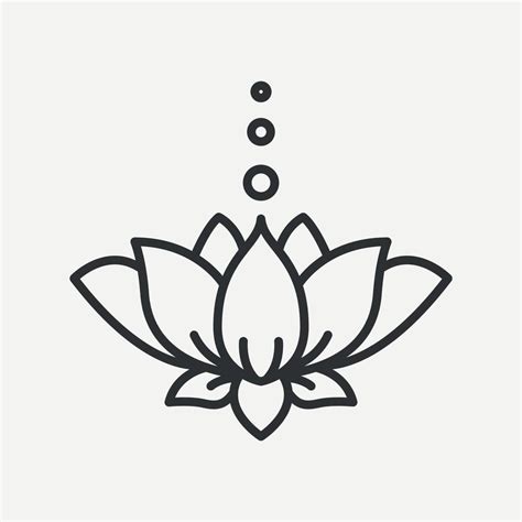 Lotus Flower Line Icon Symbol Of India Logo For Spa Yoga Center