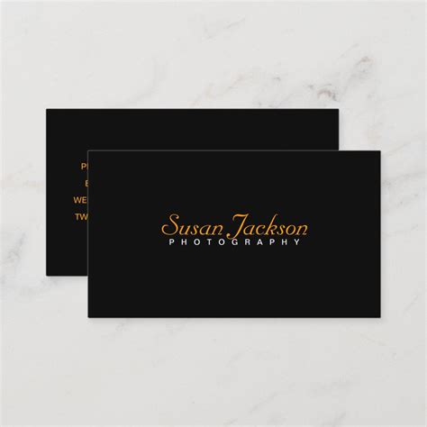 Simple Black Photographer Business Card Zazzle