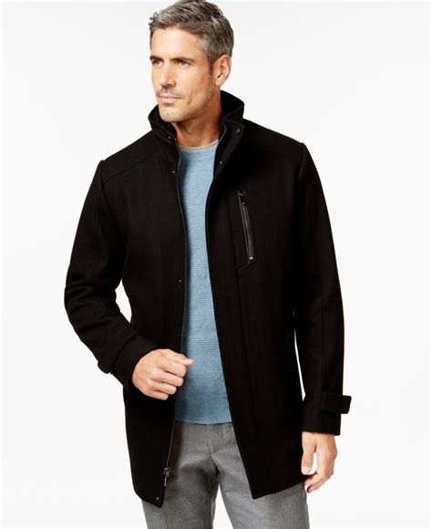 Lyst Calvin Klein Melton Wool Blend Coat In Black For Men