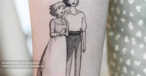 Howl And Sophie Tattoo Located On The Inner Forearm