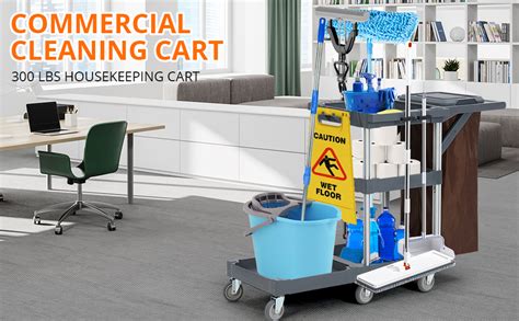 Amazon Commercial Janitorial Cleaning Cart On Wheels Black